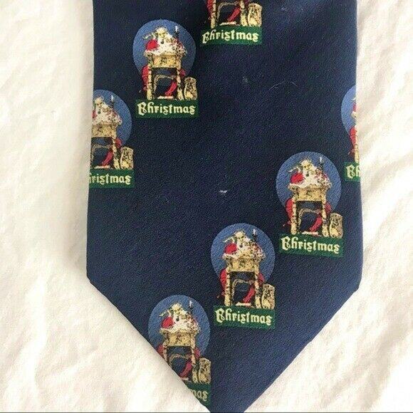 3/$20 Norman Rockwell 100% Silk Christmas Tie Saturday Evening Post Santa Claus - Picture 2 of 6